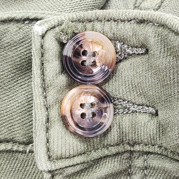 Maurices Pants Womens 8 Green Patch Pocket High Rise Wide Leg Crop Ankle Stretch - Picture 2 of 12